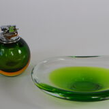 Cendrier et briquet en verre de Murano