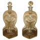 Pair of antique pinched decanters circa 1900 for serving whisky, bourbon, vodka, gin.