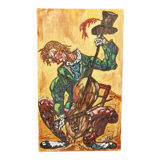 Clown musician, oil on canvas signed