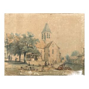 Tableau peinture paysage église