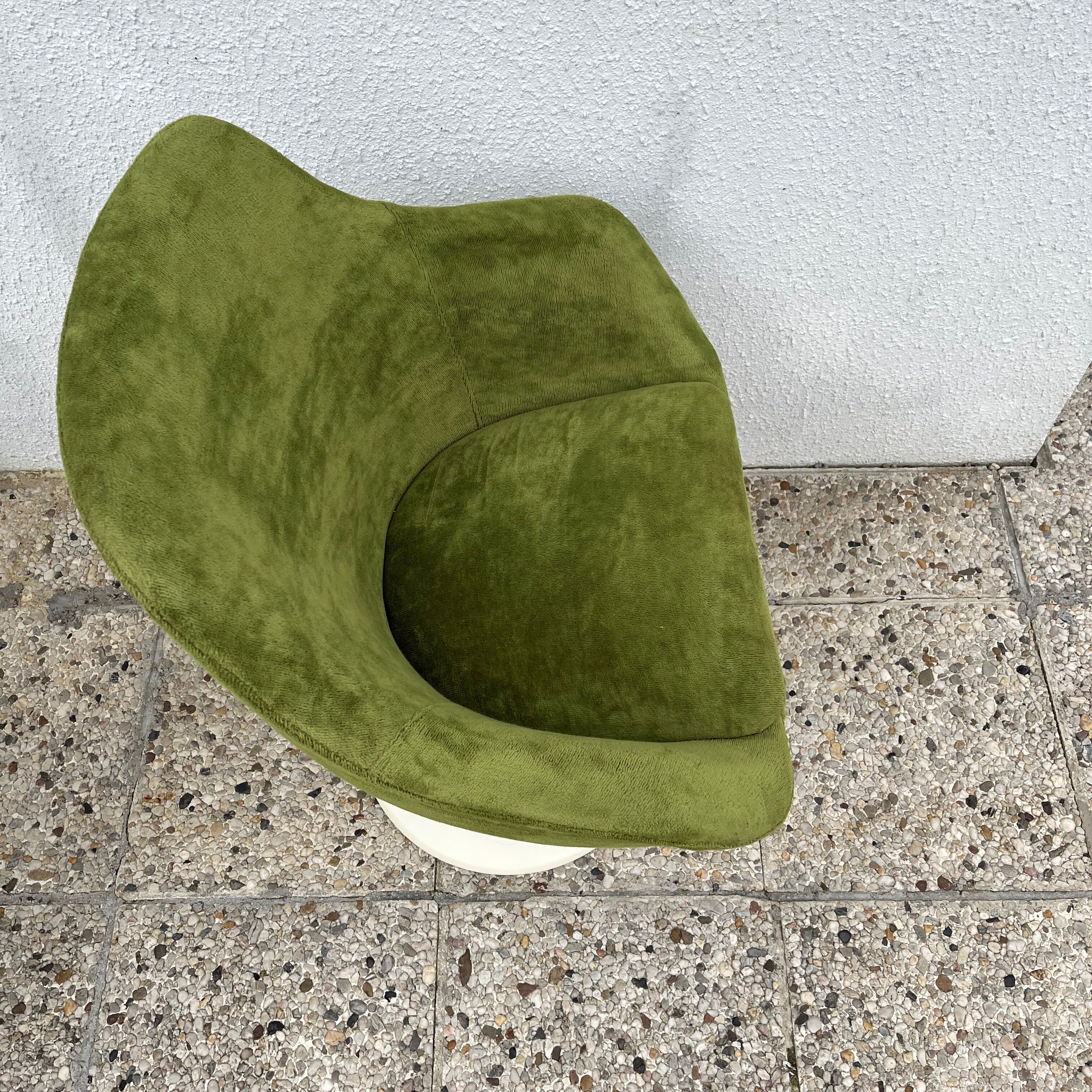Lot de 2 fauteuils pivotant en velours vert
