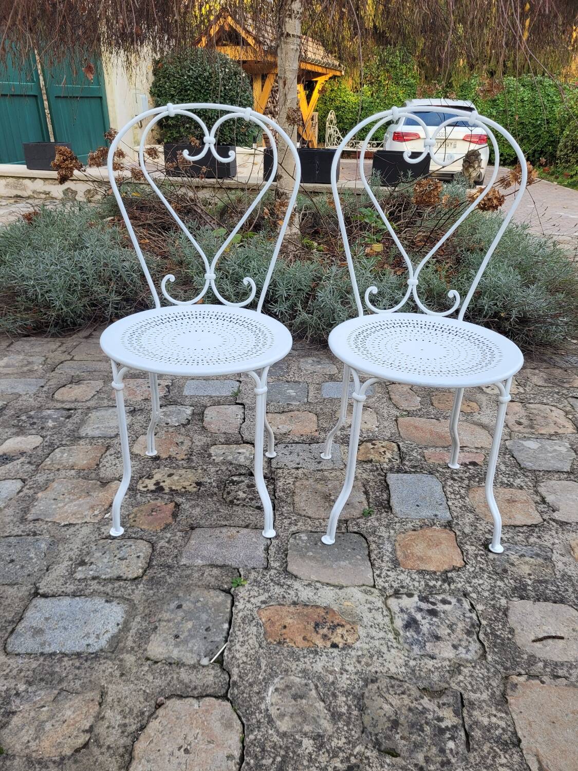 2 Chaises de jardin en fer forgé