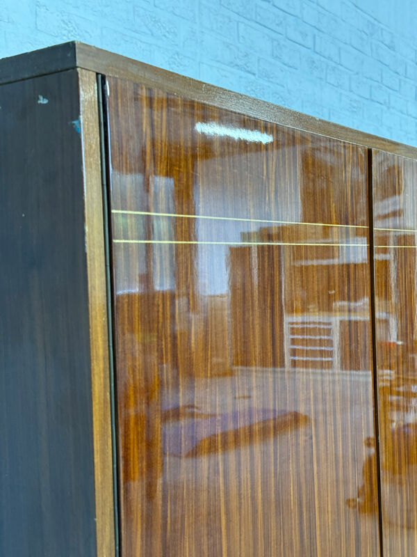 Armoire vintage RVD belge du milieu du siècle — placage en palissandre laqué &