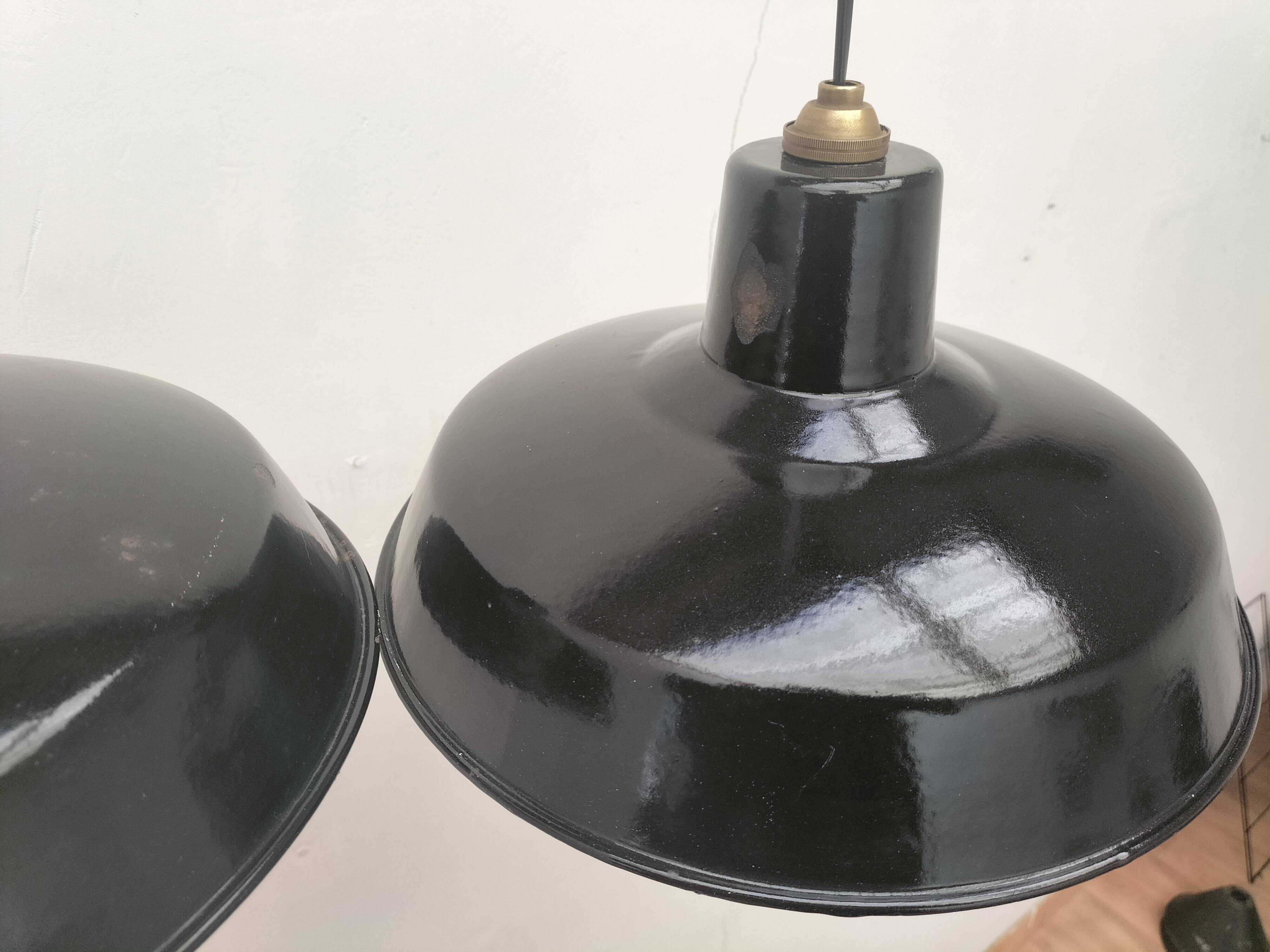 Enameled sheet metal pendant lights