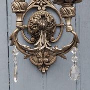 Appliques en cristal Hollywood Regency italienne – Lumière à double bras en métal argenté