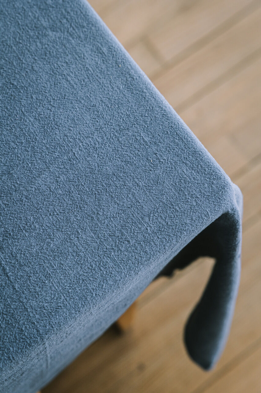 Salt blue washed linen tablecloth