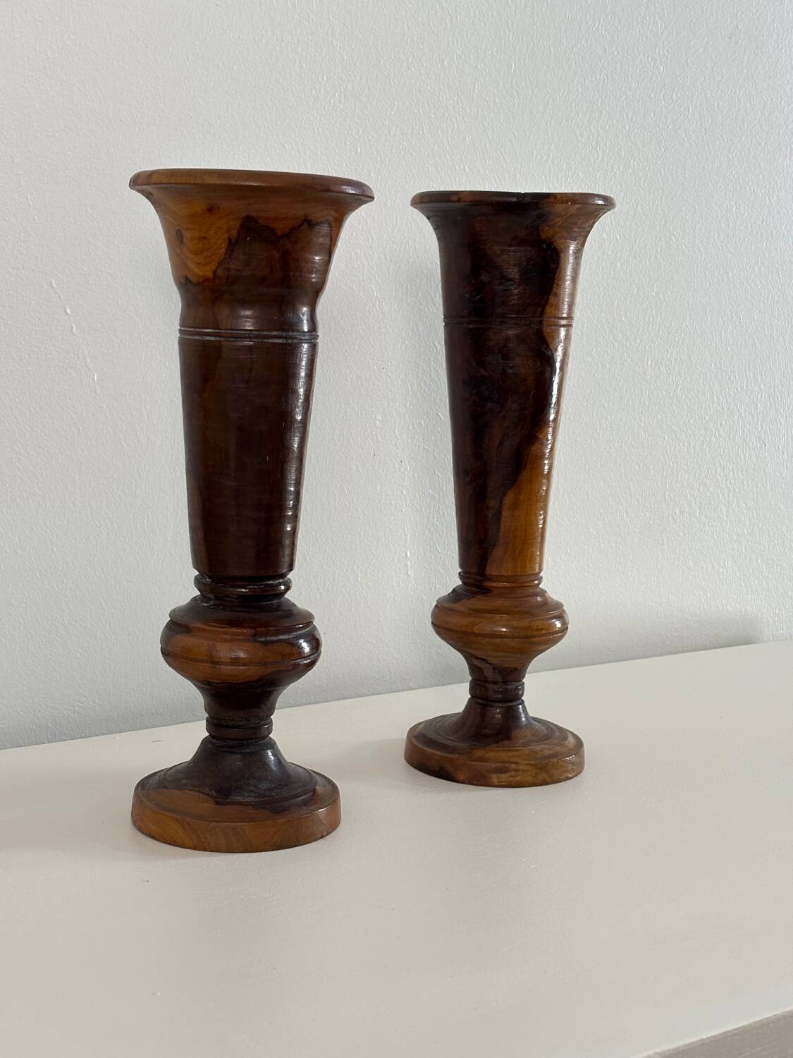 Olive wood vases