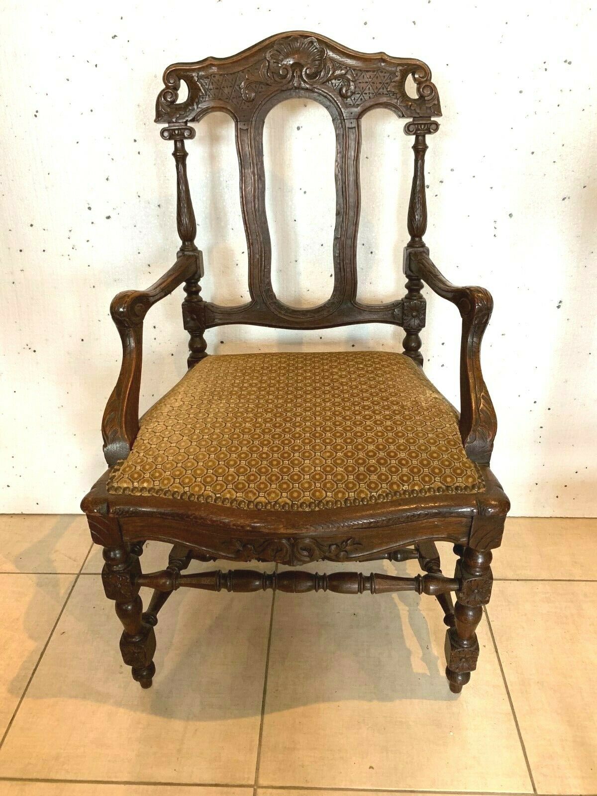Pair of Flanders armchairs in 19th century solid oak
