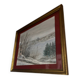 Old winter landscape painting