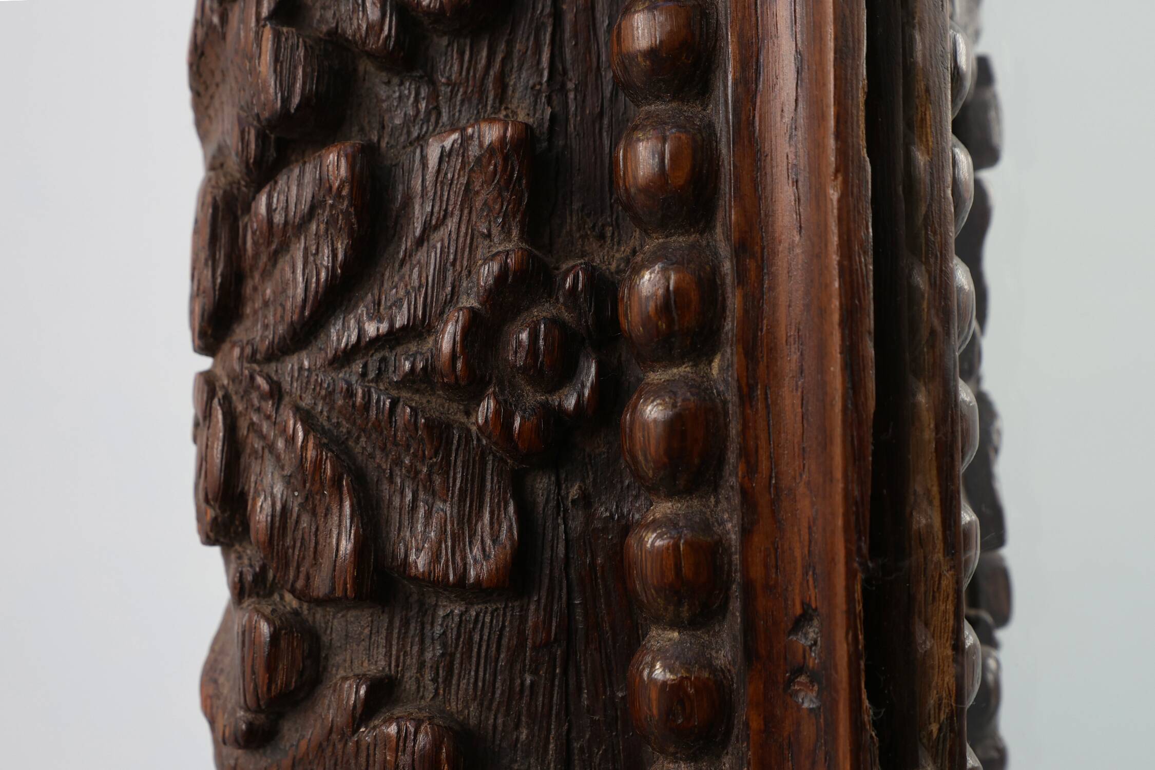 Large Antique French Carved Oak Mirror, Late 19th Century