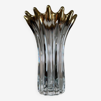 Grand vase cristal et or années 60