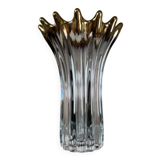 Grand vase cristal et or années 60