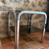 Chrome end table/side table and smoked glass