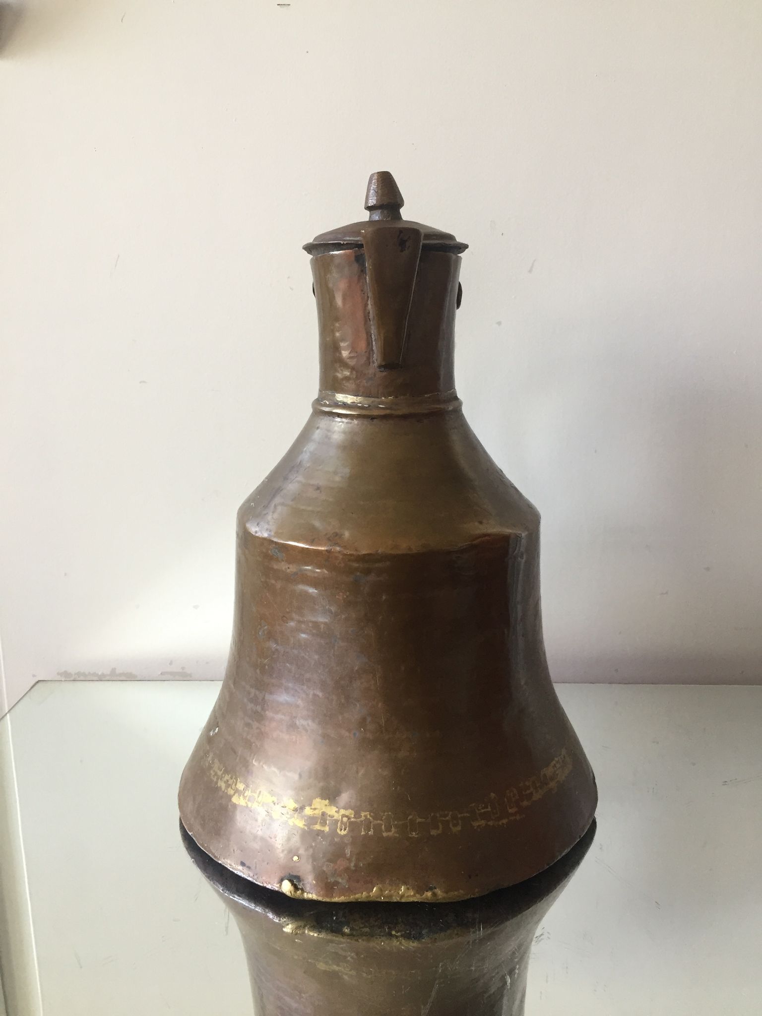 Islamic art ottoman copper ewer antique candleholder