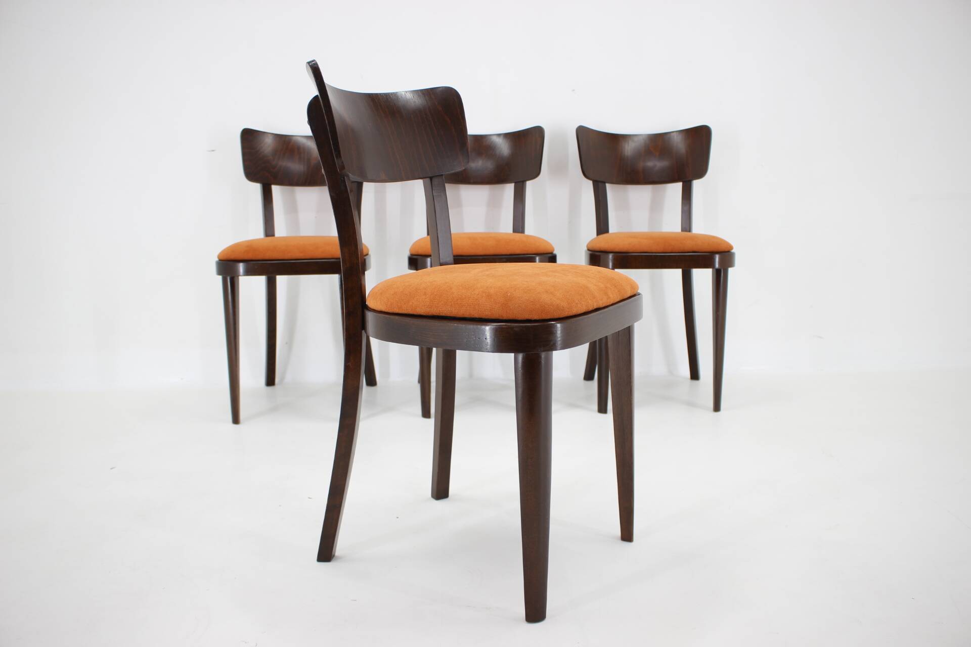 1950s Set of Four Restored Dining Chairs, Czechoslovakia