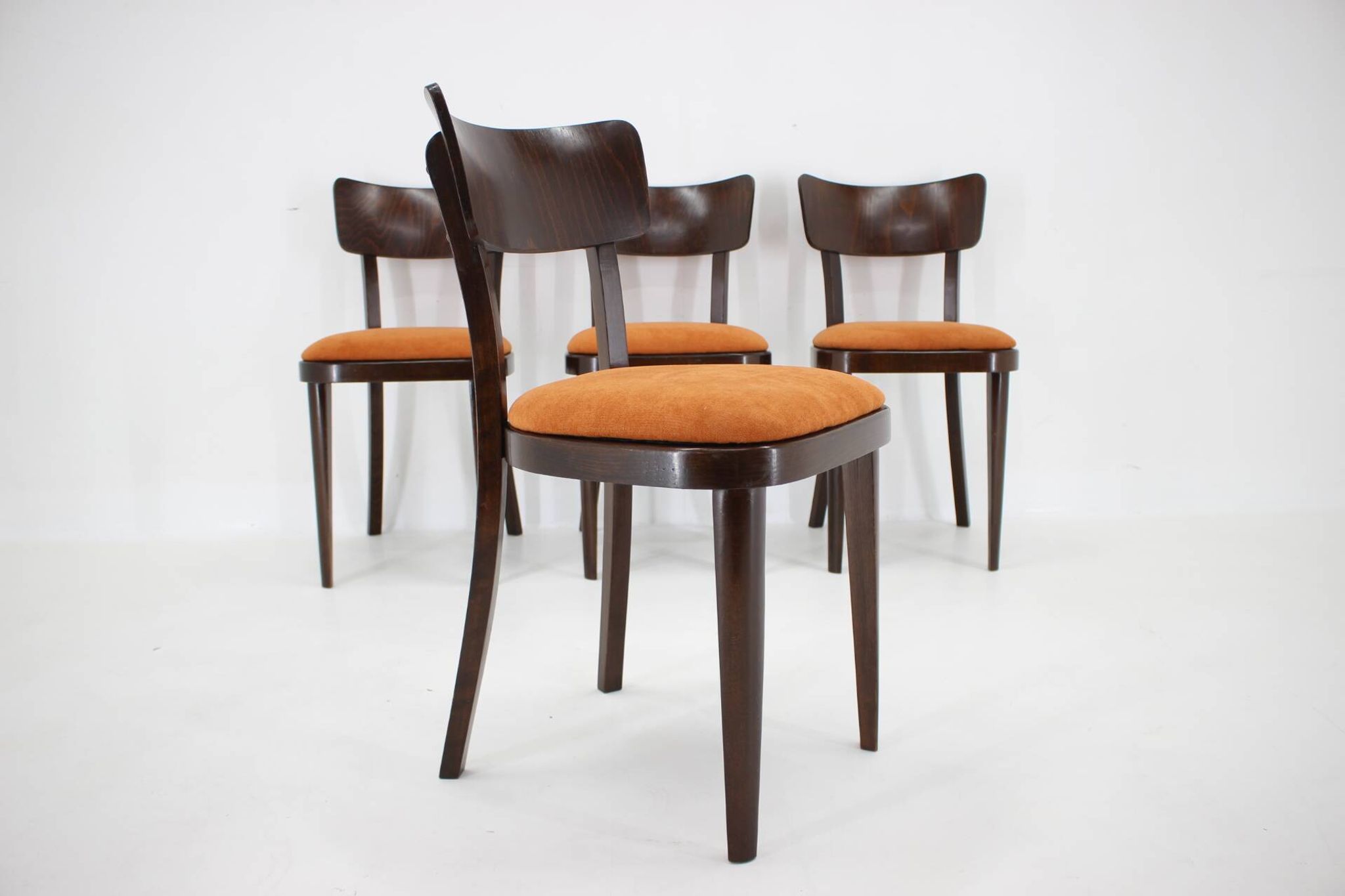 1950s Set of Four Restored Dining Chairs, Czechoslovakia