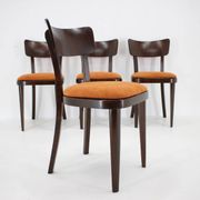 1950s Set of Four Restored Dining Chairs, Czechoslovakia