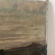 Castle of the Cathar country, oil on old canvas