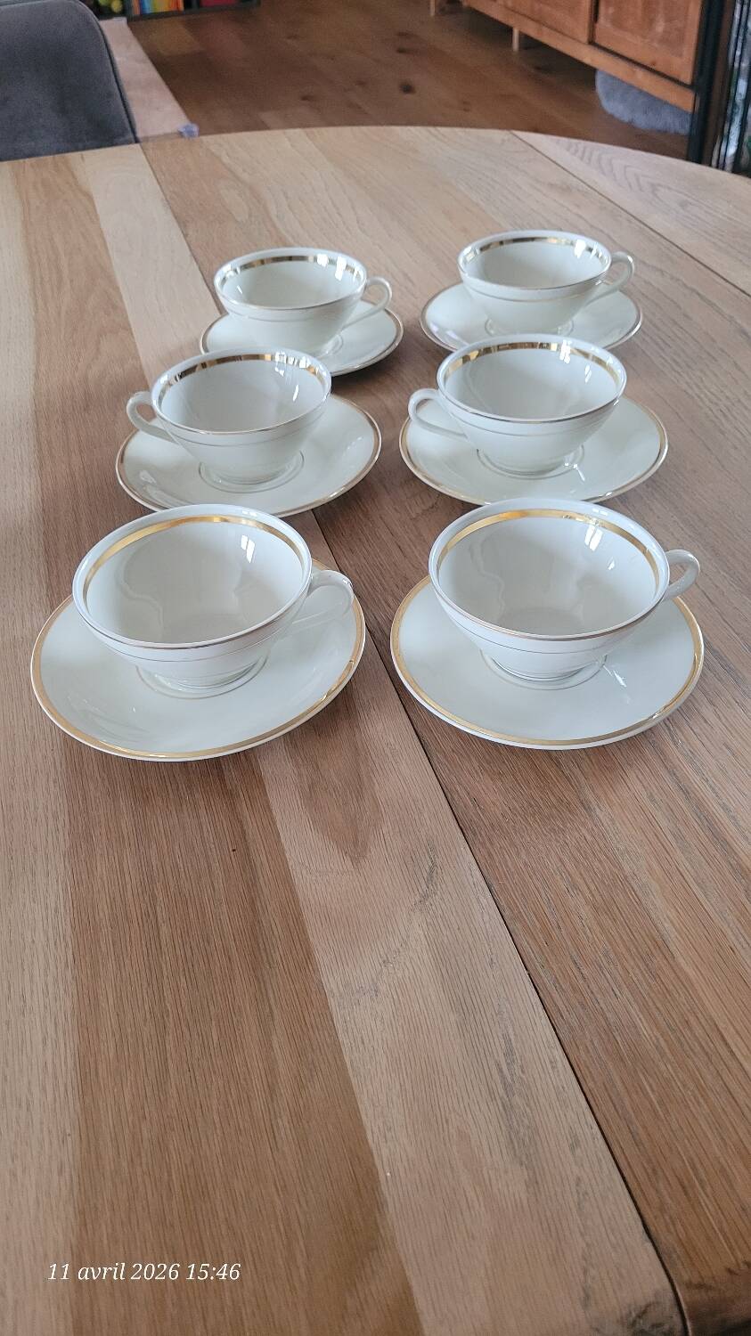 6 vintage Baudour Cerabel cups and saucers