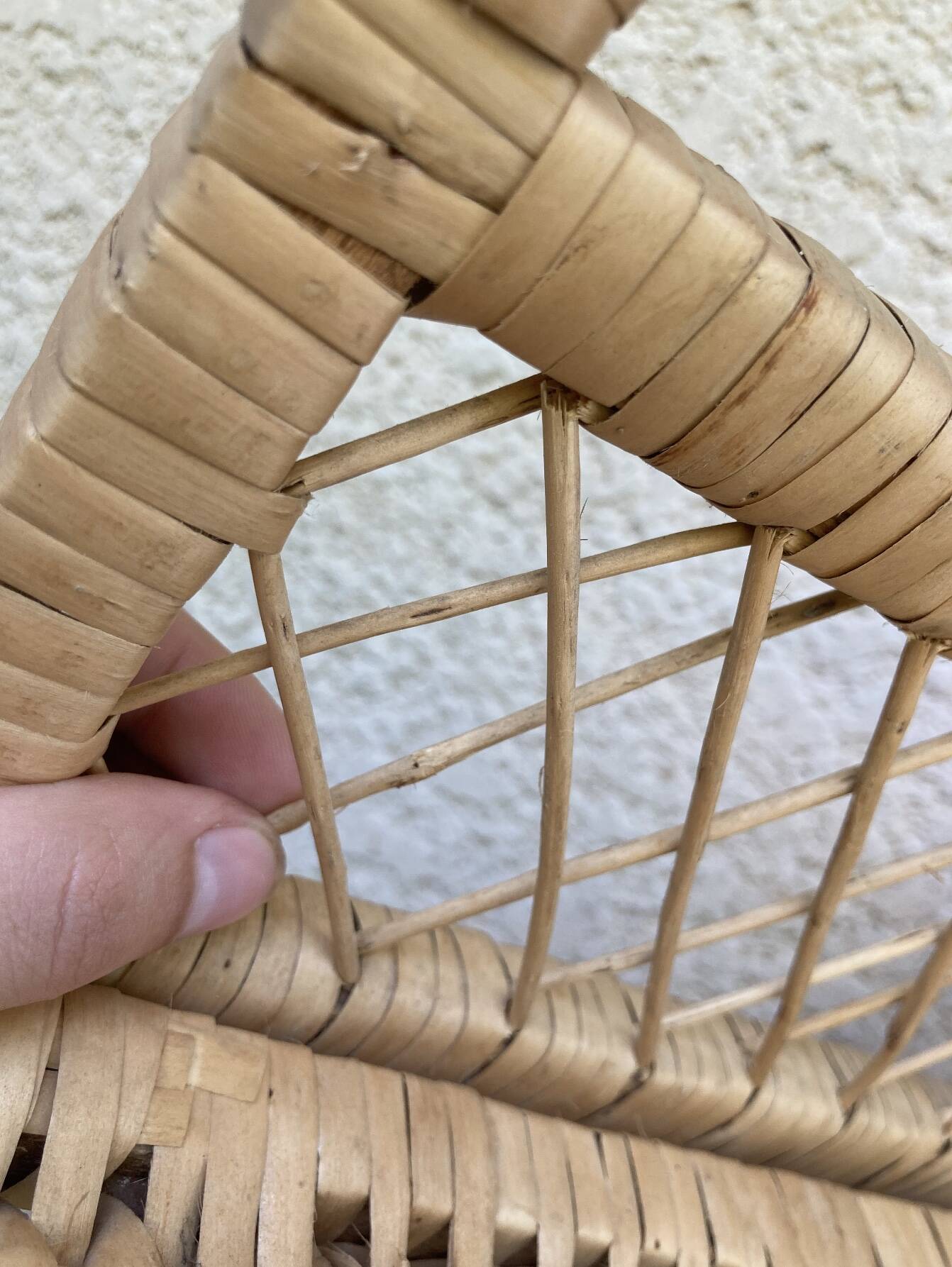 Vintage rattan corner shelf