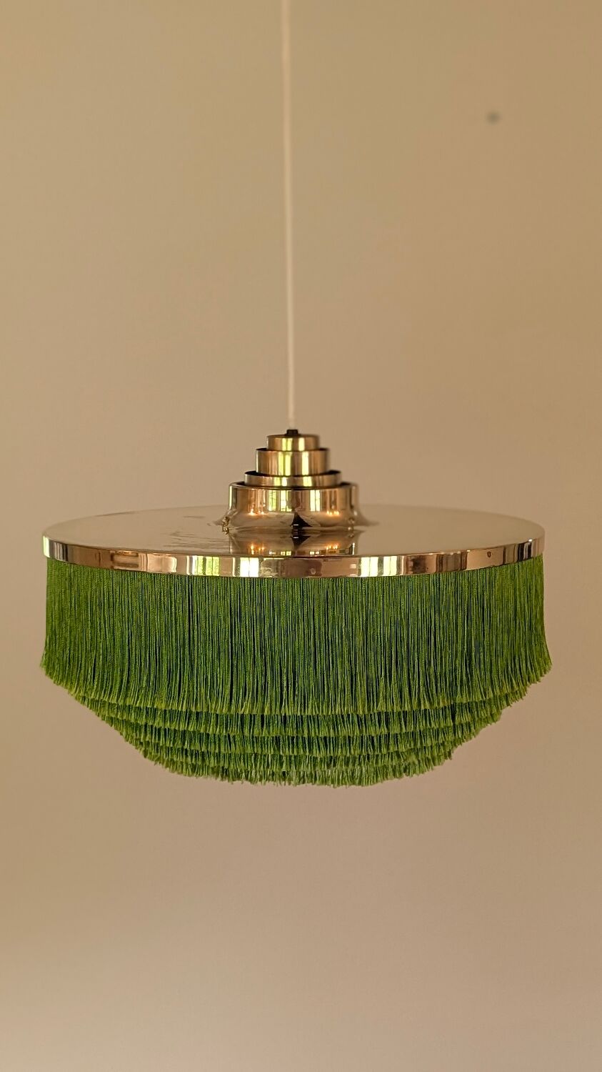 Superb brass fringed pendant light T-603 Hans Agne Jakobsson