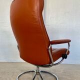 Vintage retro Ekornes Stressless reclining lounge chair & stool 1960s