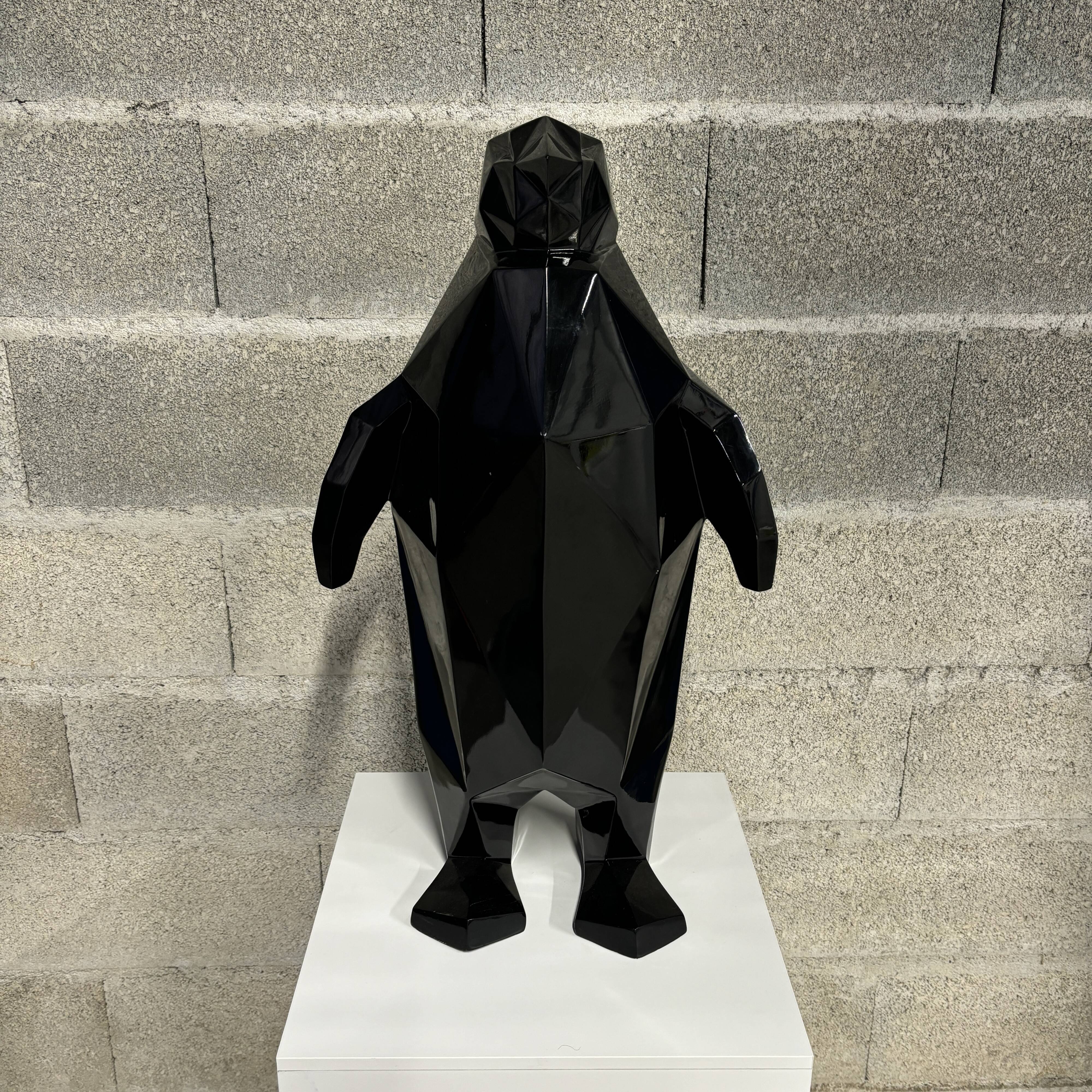 Black Origami Penguin Statue - Artypopart