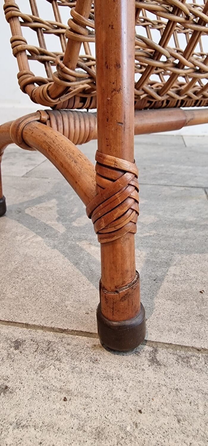 Porte-revues en rotin, bambou, France 1975