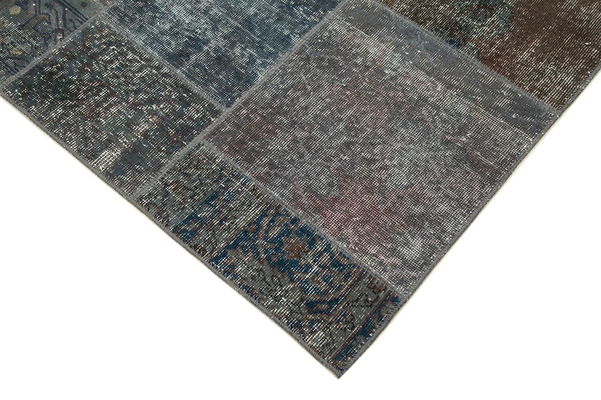 Handmade Oriental Contemporary 170 cm x 240 cm Grey Patchwork Carpet