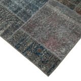 Handmade Oriental Contemporary 170 cm x 240 cm Grey Patchwork Carpet