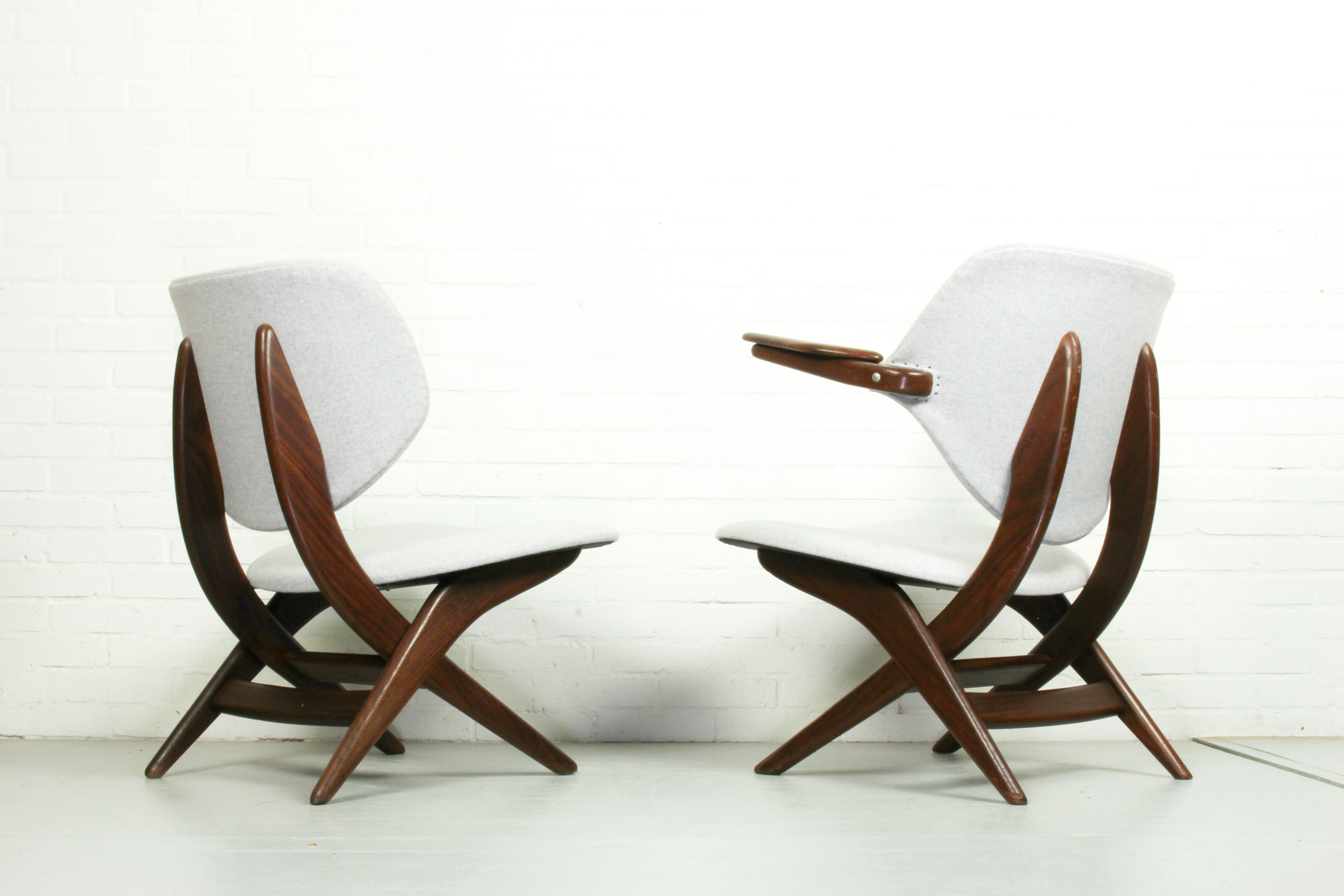 Set of 2 Louis van Teeffelen for Webe easy chairs "pelican",   1960s