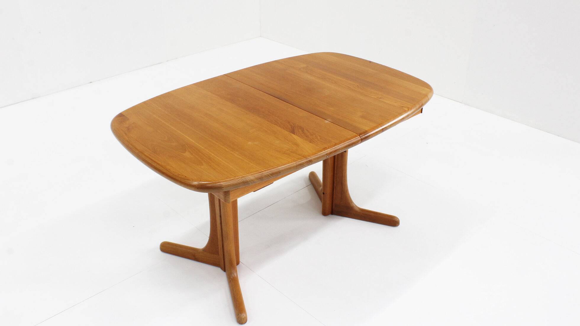 Vintage Danish oval extendable dining table solid teak 1960s