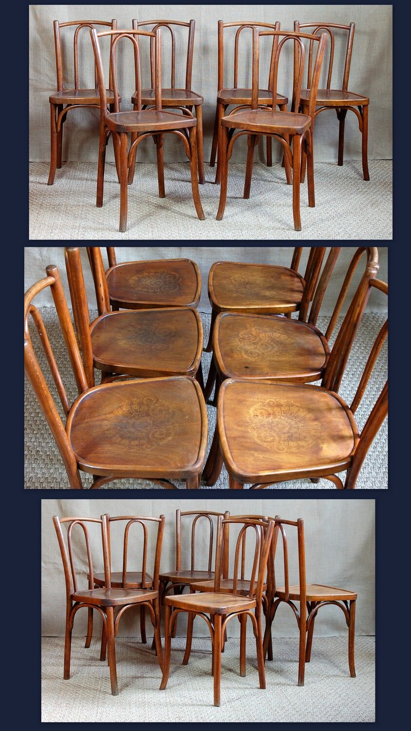 Lot 6 chairs bistro in wood, 30s