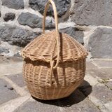 Panier en osier rond avec couvercle