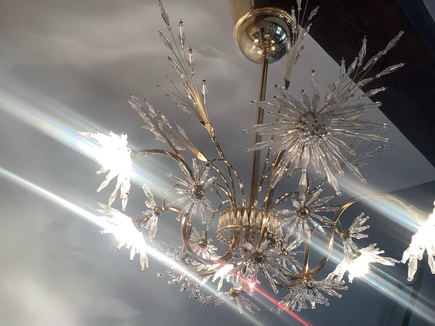 Profili studio chandelier gold plated and Swarovski crystal