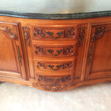 Louis XV cherry style sideboard with green marble