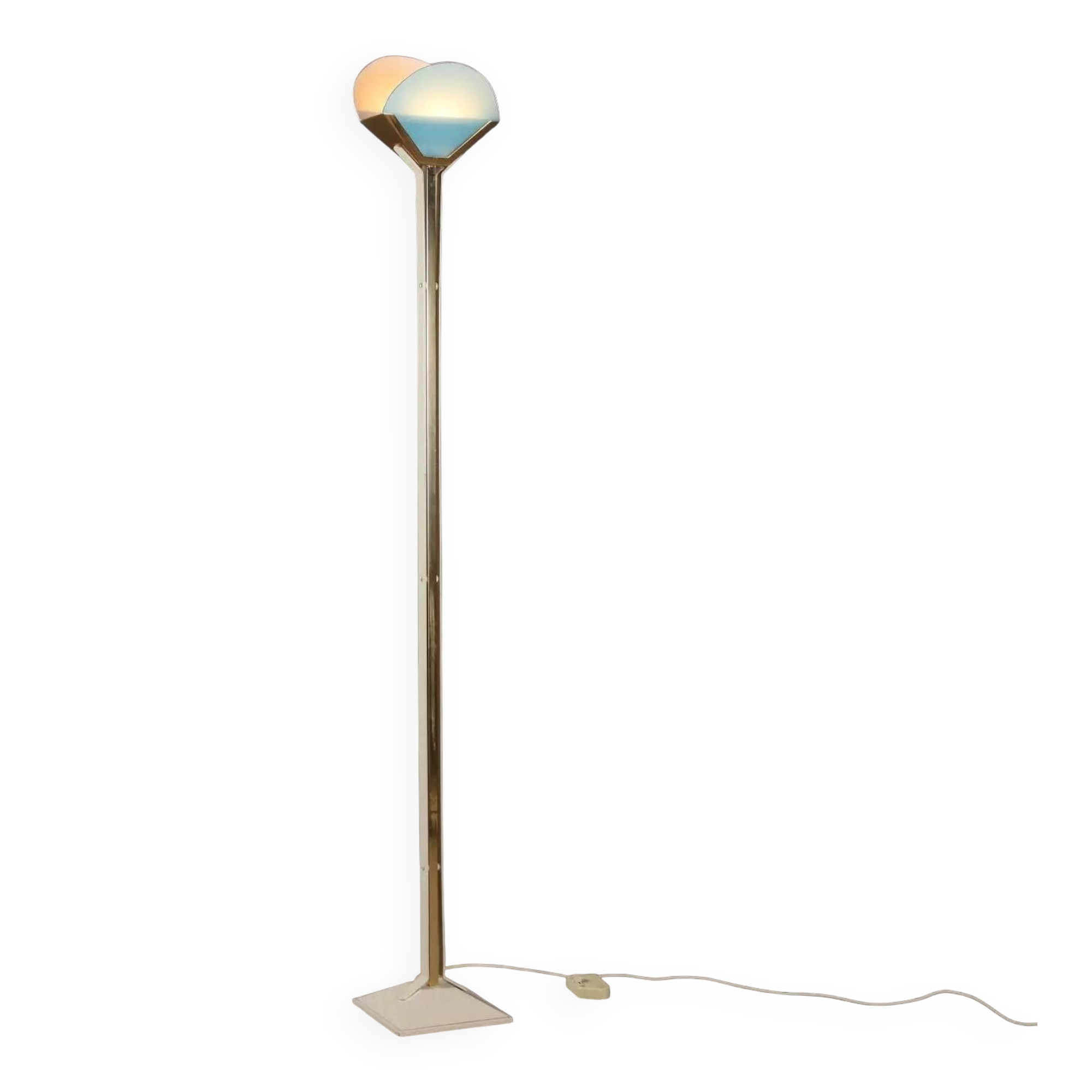 Vintage aluminium and glass floor lamp, Italian design, 1980s.