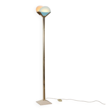 Vintage aluminium and glass floor lamp, Italian design, 1980s.