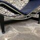Cassina LC4 chaise longue by Le Corbusier, Pierre Jeanneret & Charlotte Perriand in blue leather.
