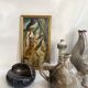 Modernist oil painting from the 70s under glass.