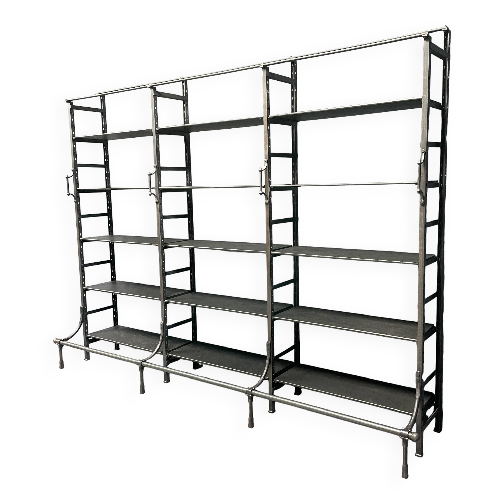 Industrial Iron Library Wall Shelving Cabinet