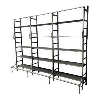 Industrial Iron Library Wall Shelving Cabinet