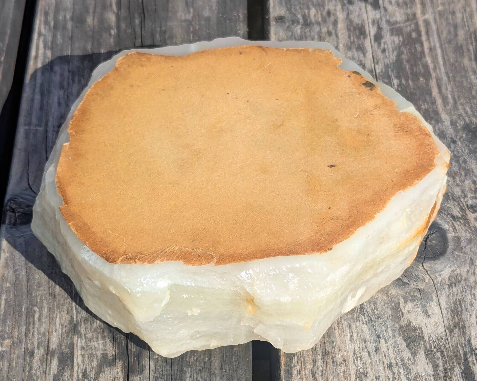 Vintage Brutalist Design Onyx Stone Ashtray Ochre Beige Shade