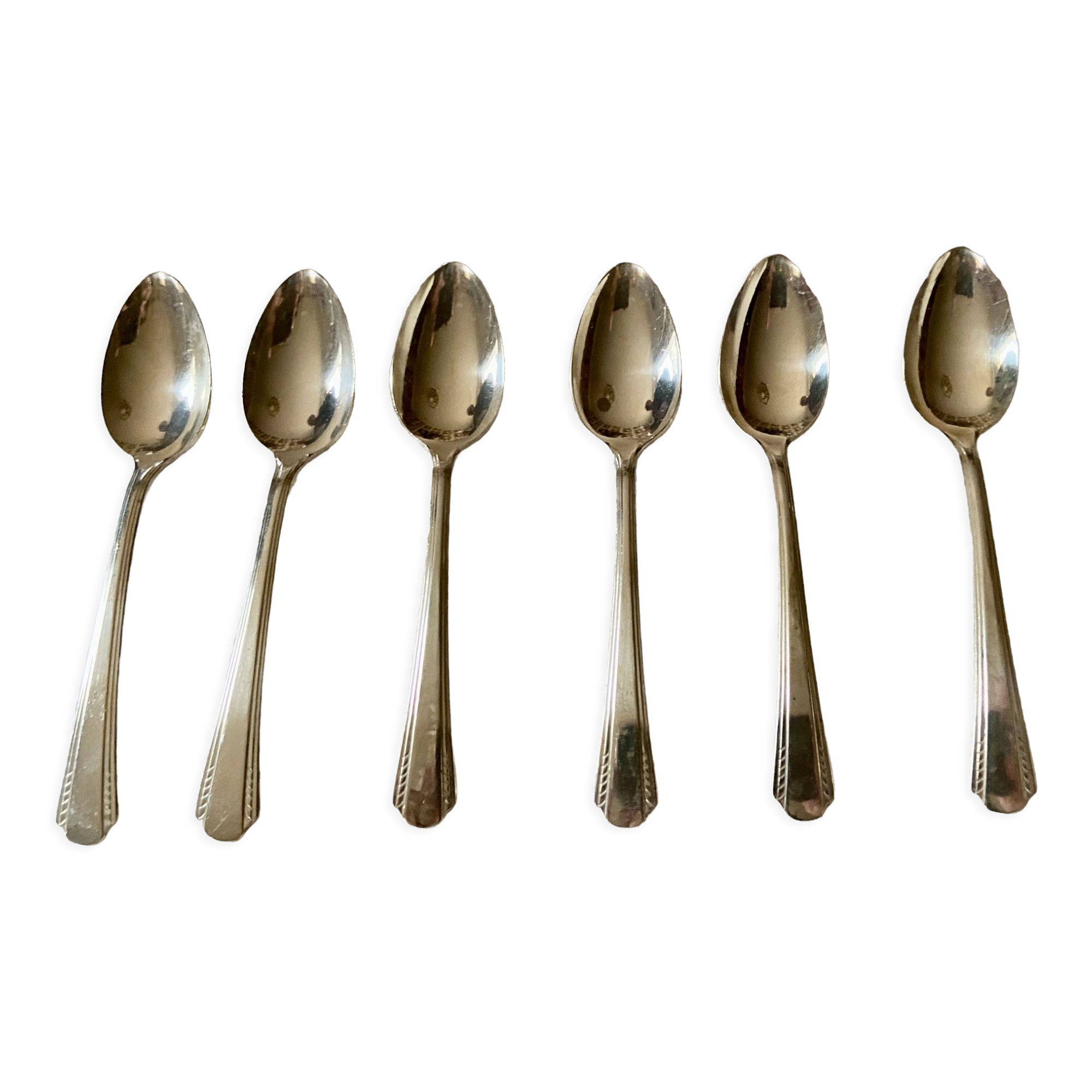 6 Mocha Silver Metal Spoons