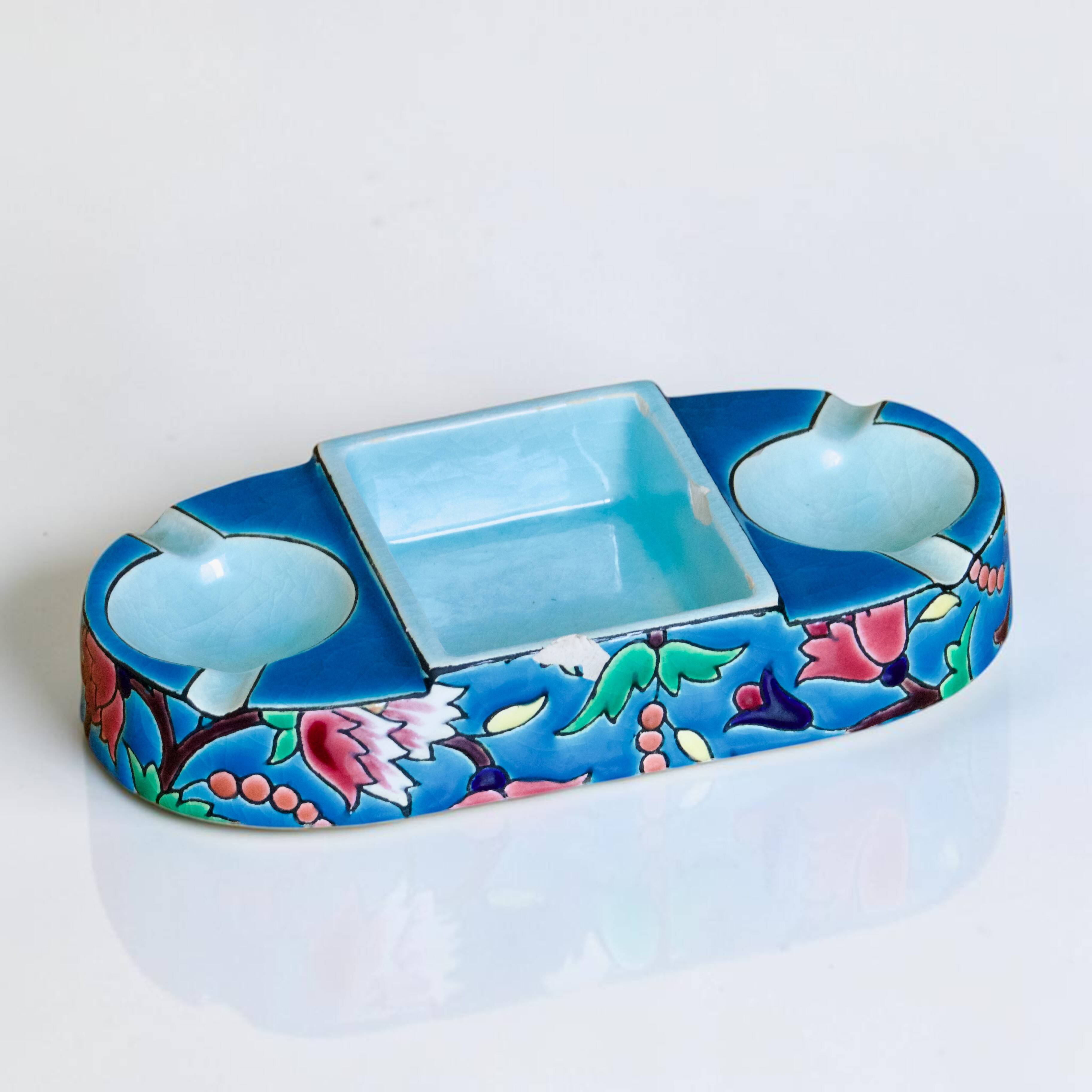 Necessary old ashtray in Longwy enamels