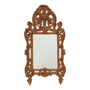 Miroir en bois doré - fronton louis