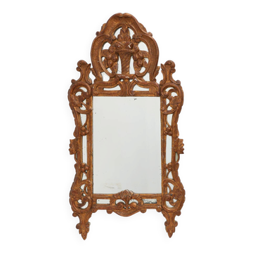 Louis XV style carved giltwood mirror with floral crest, France, 18th centu