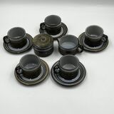 Set of 6 Steinzeug cups, milk jug and sugar bowl