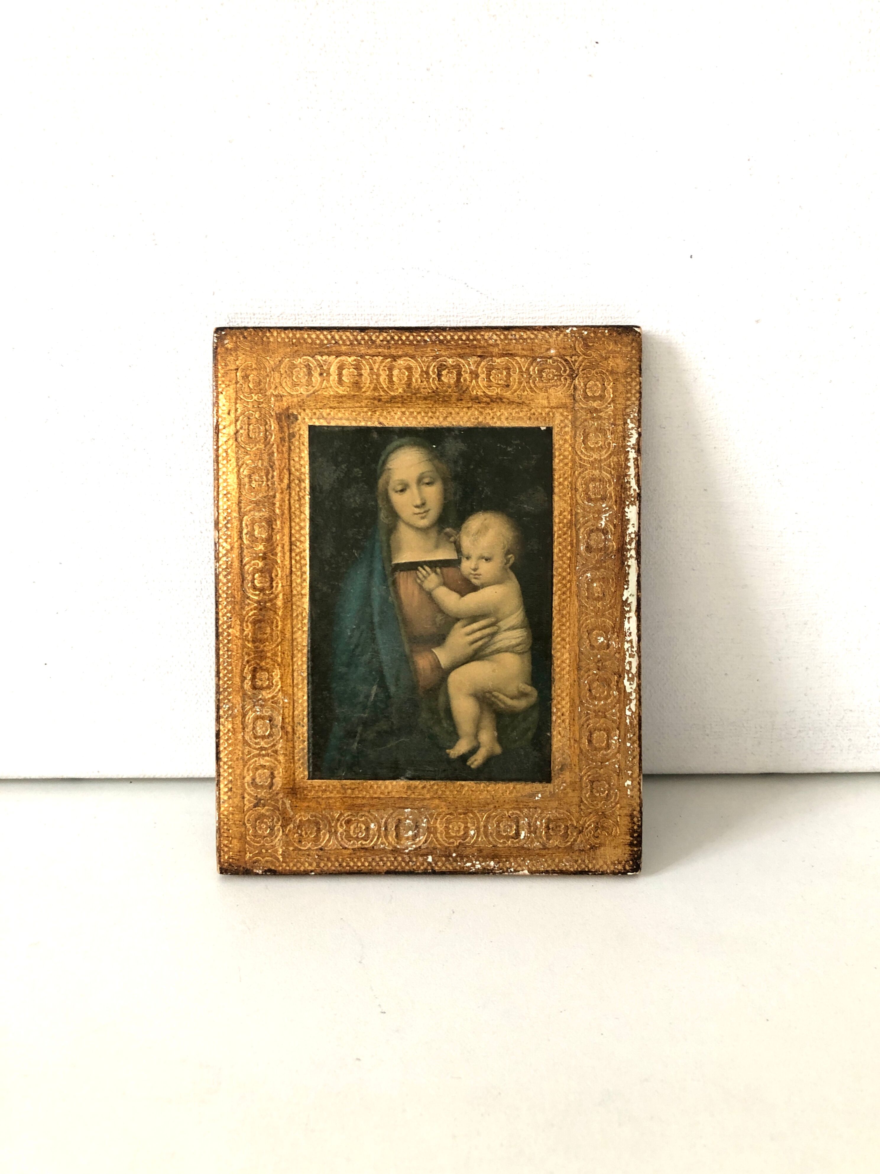 Italian icon in gilded wood