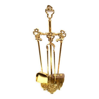 Solid brass fireplace servant 3 accessories